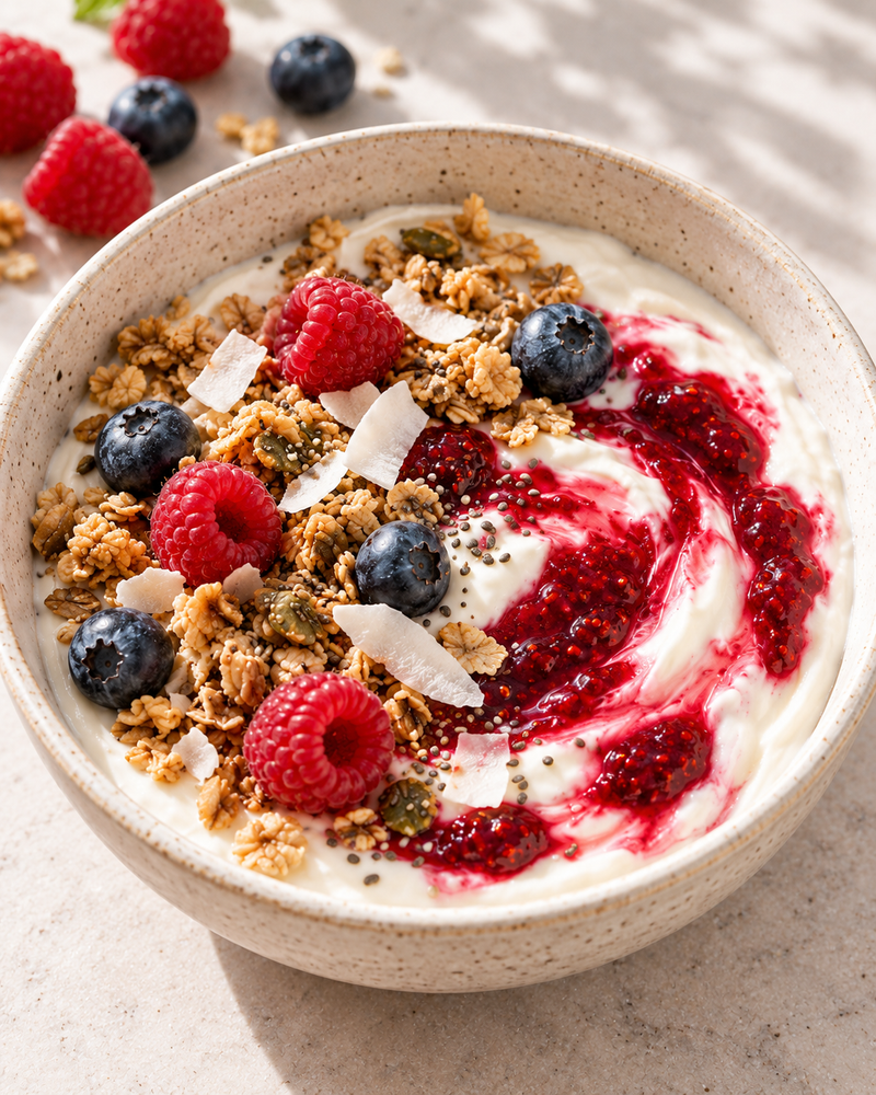 Swirled into yoghurt